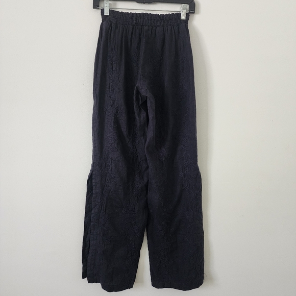 Johnny Was Renee Embroired Side Slit Palazzo Linen Pants Size XS - Picture 11 of 17